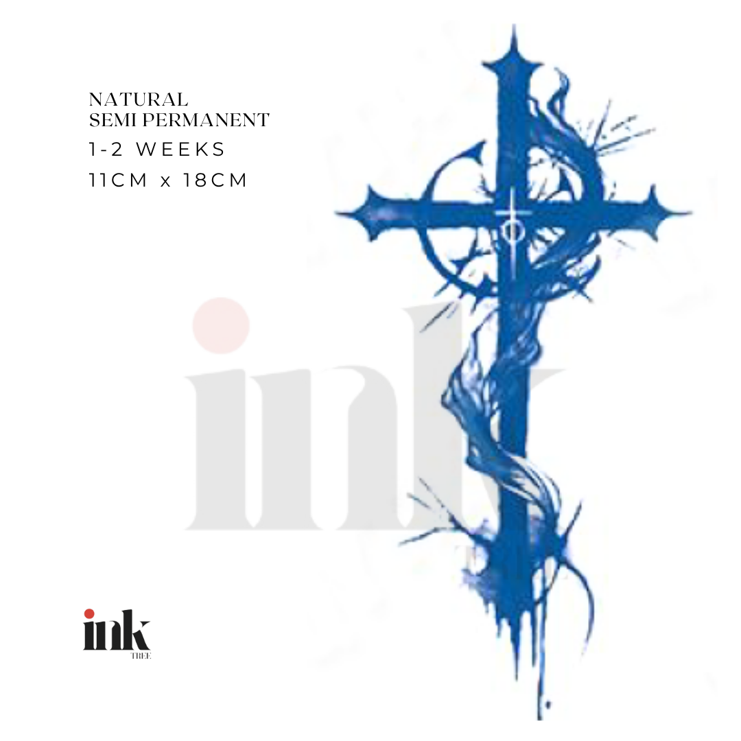 Gothic Cross Temporary Tattoo (Medium)