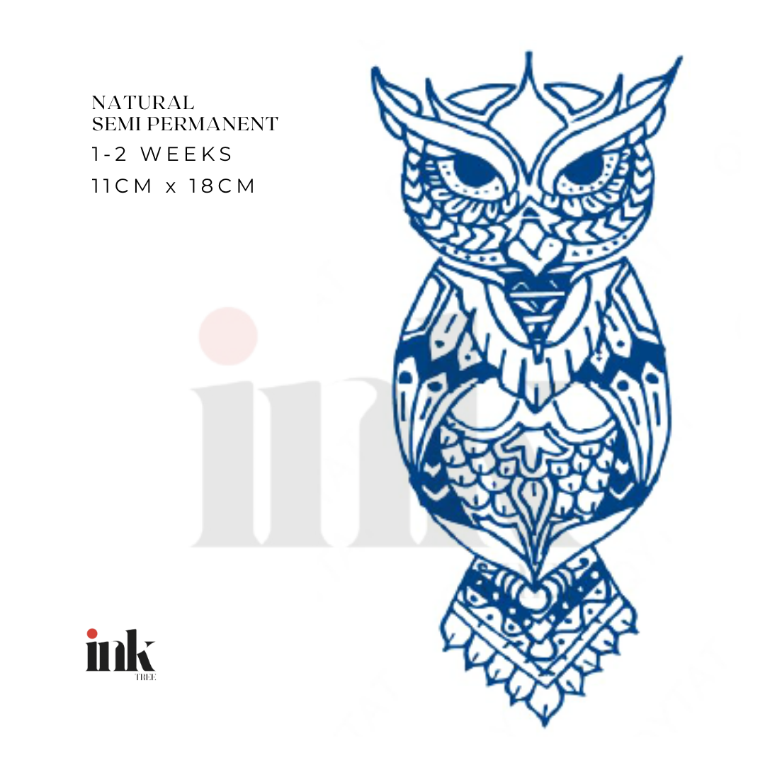 Mandala Owl Temporary Tattoo (Medium)