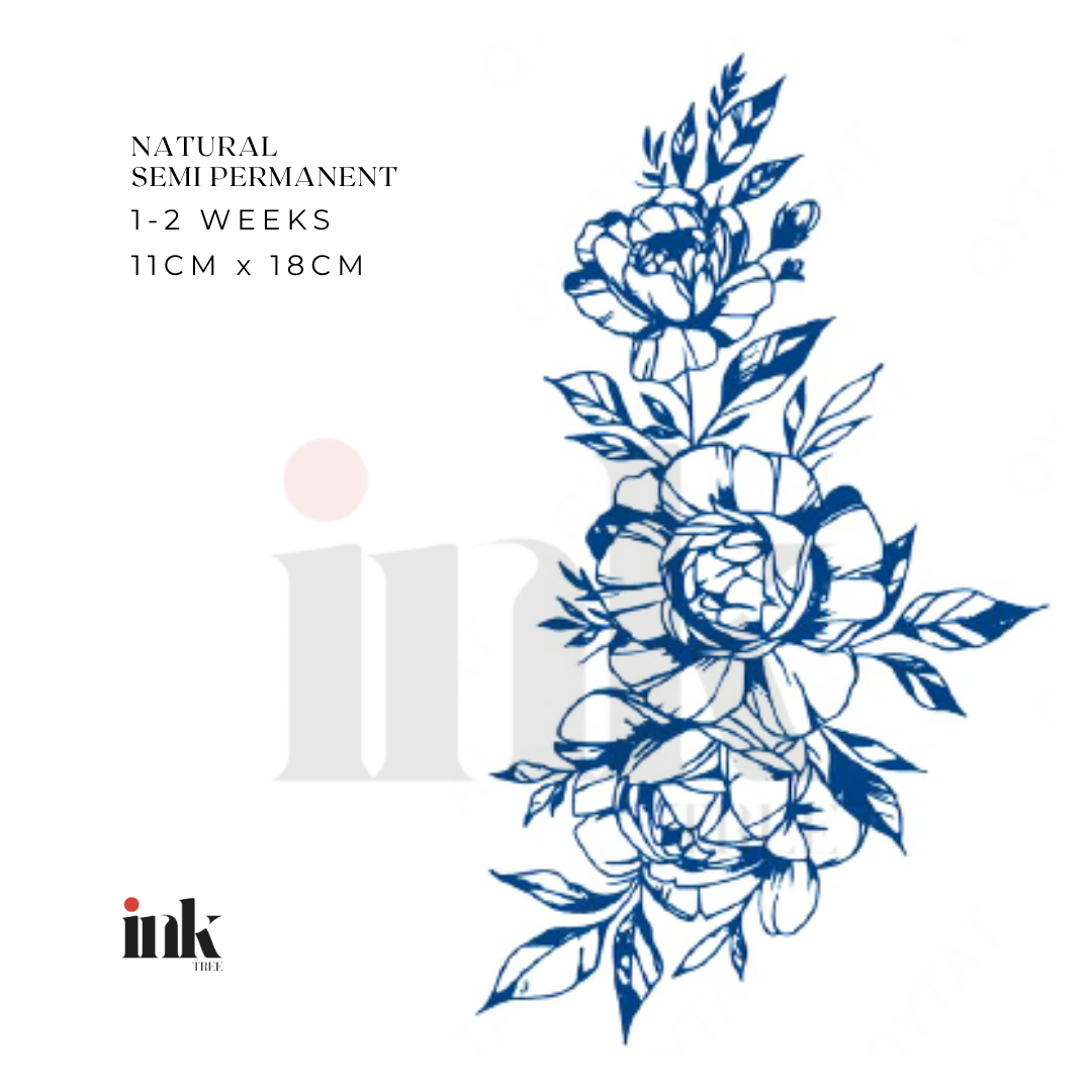 Floral Peony Temporary Tattoo (Medium)
