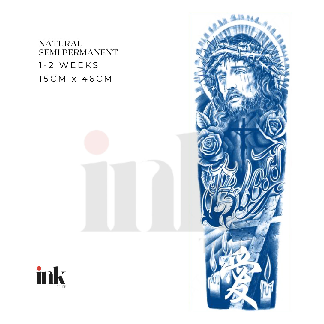 Jesus Sleeve Temporary Tattoo (Full Arm)