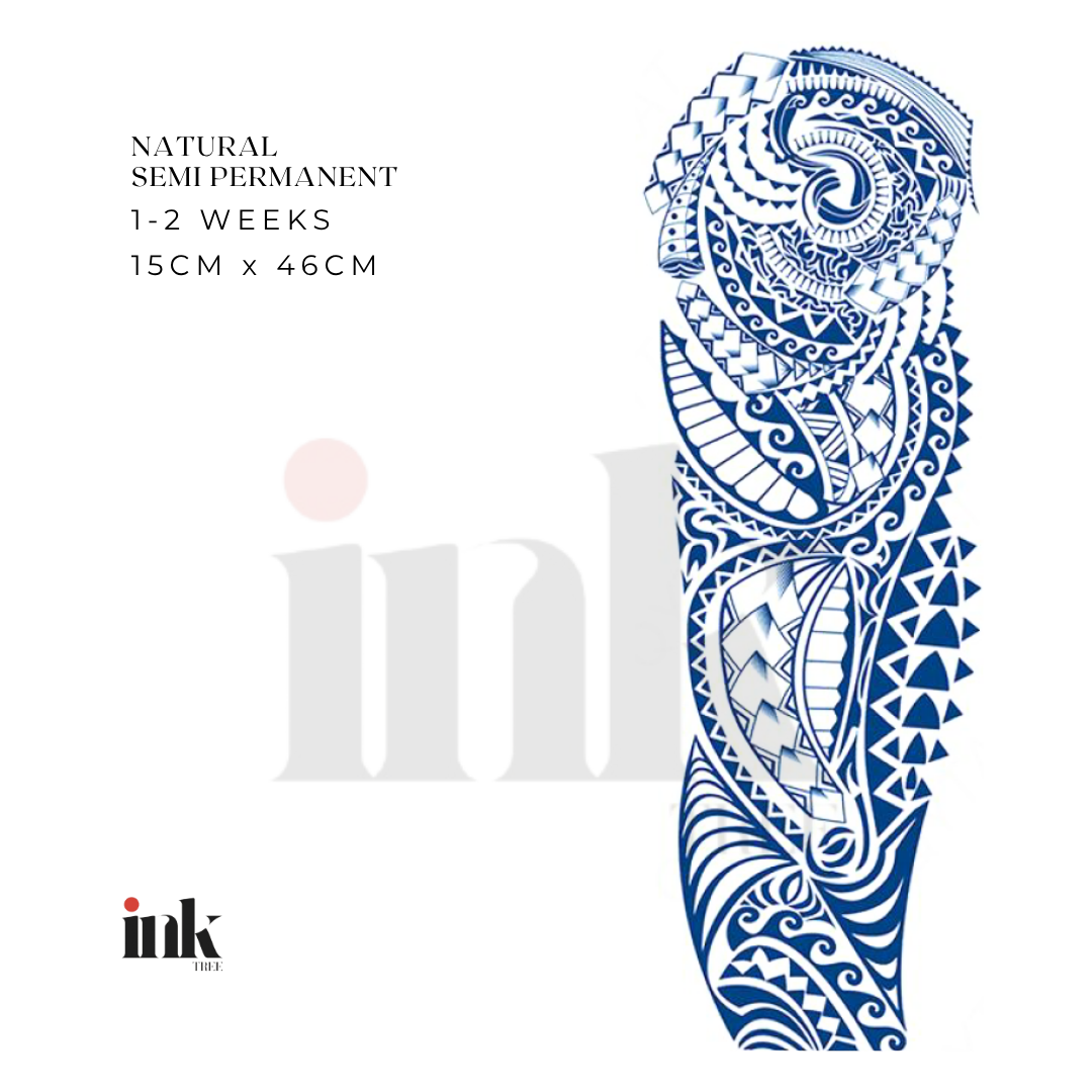 Polynesian Tribal Sleeve Temporary Tattoo (Full Arm)
