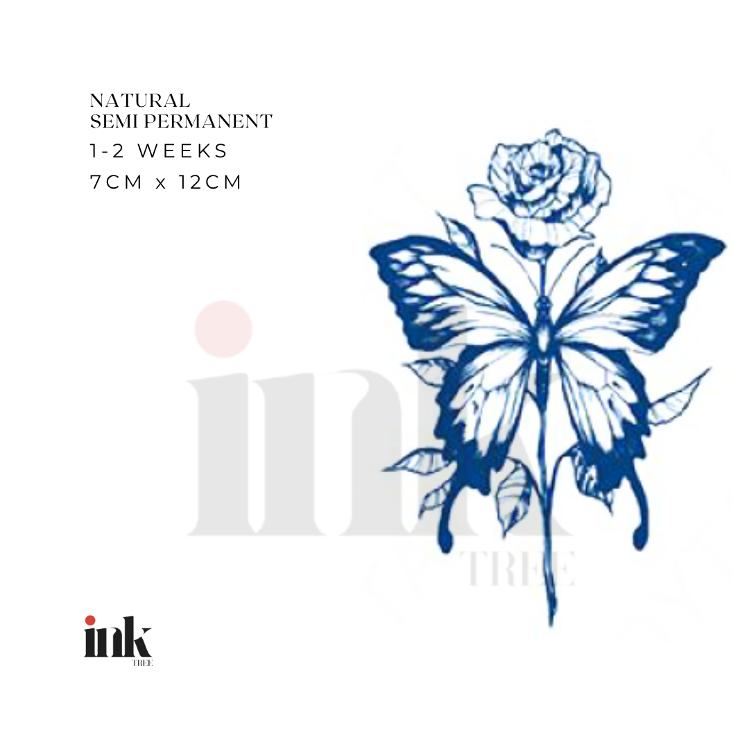 Butterfly & Rose Temporary Tattoo (Medium)