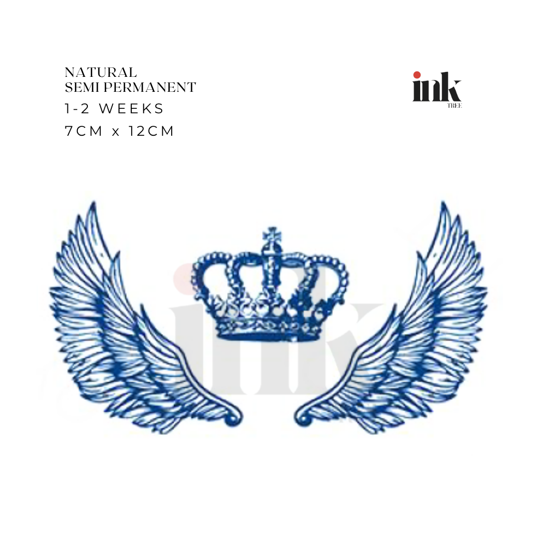 Angel Wings & Crown Temporary Tattoo (Medium)