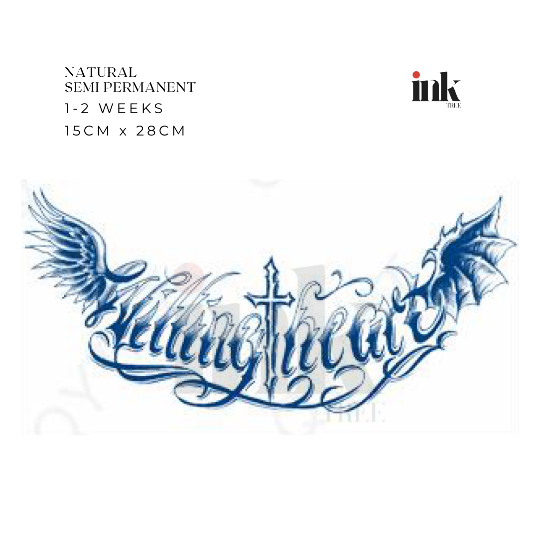 Nightmare Lettering Temporary Tattoo (Full Chest)