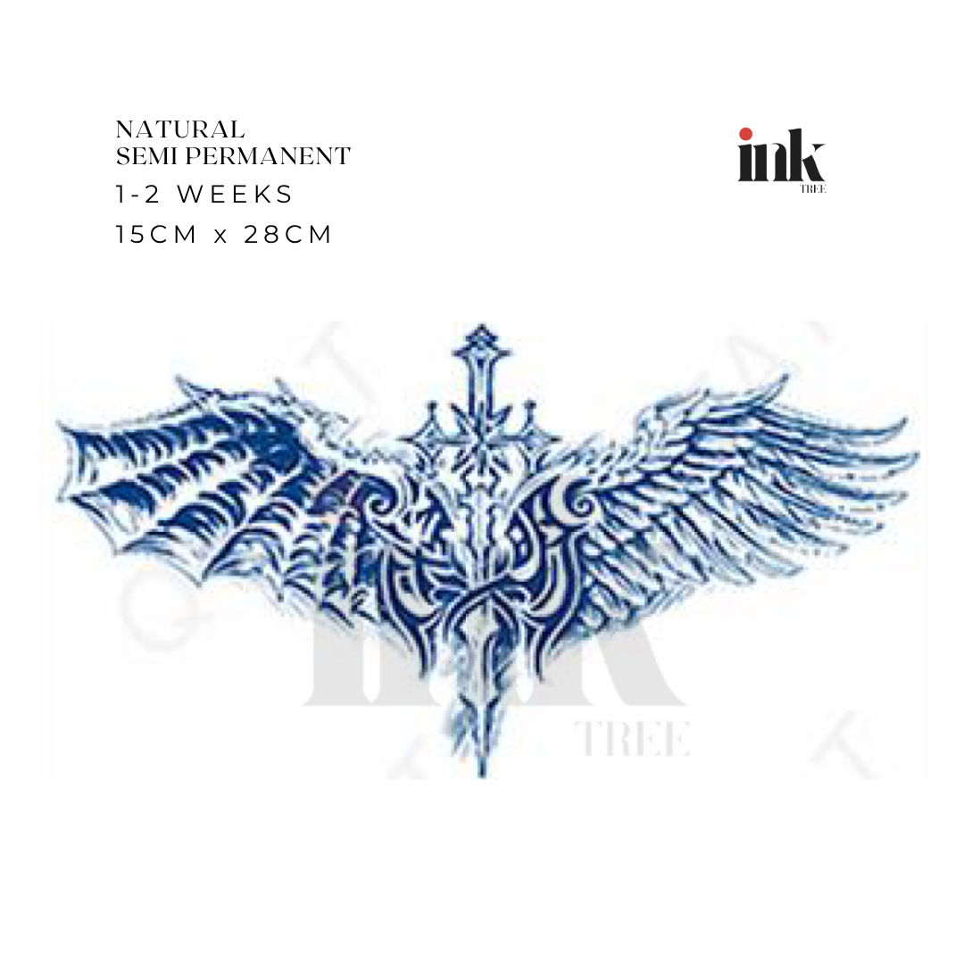 Angel & Demon Wings Temporary Tattoo (Full Chest)