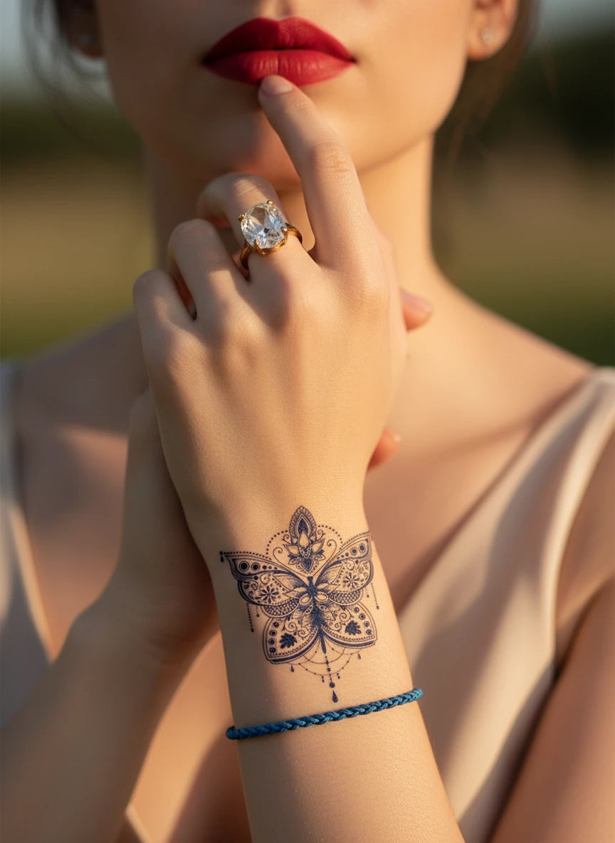 Geometric Butterfly Temporary Tattoo (Small)